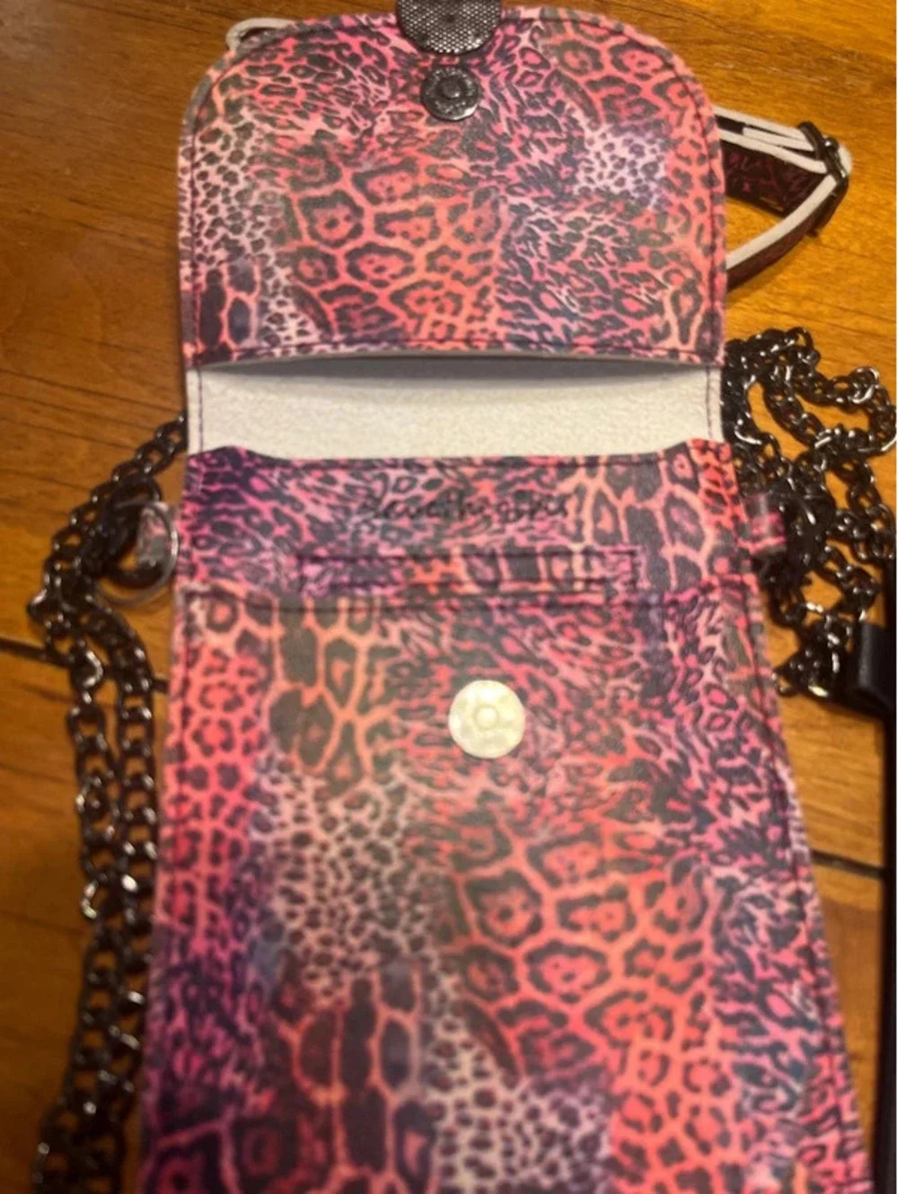 Two phone holders, leopard, print heart, black pink